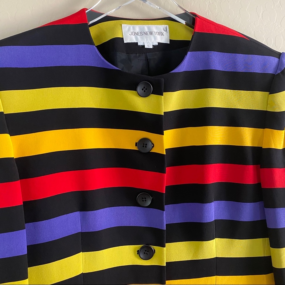 Vtg Multi Color Striped Blazer Jones NY Sz 6 - Picture 8 of 10